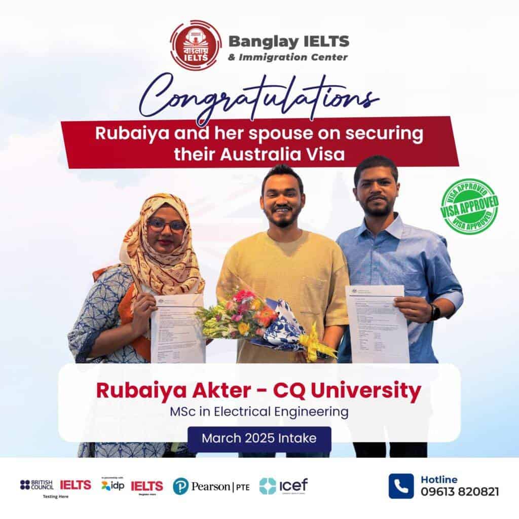 IELTS Australia visa approval celebrating success at Banglay IELTS Center.